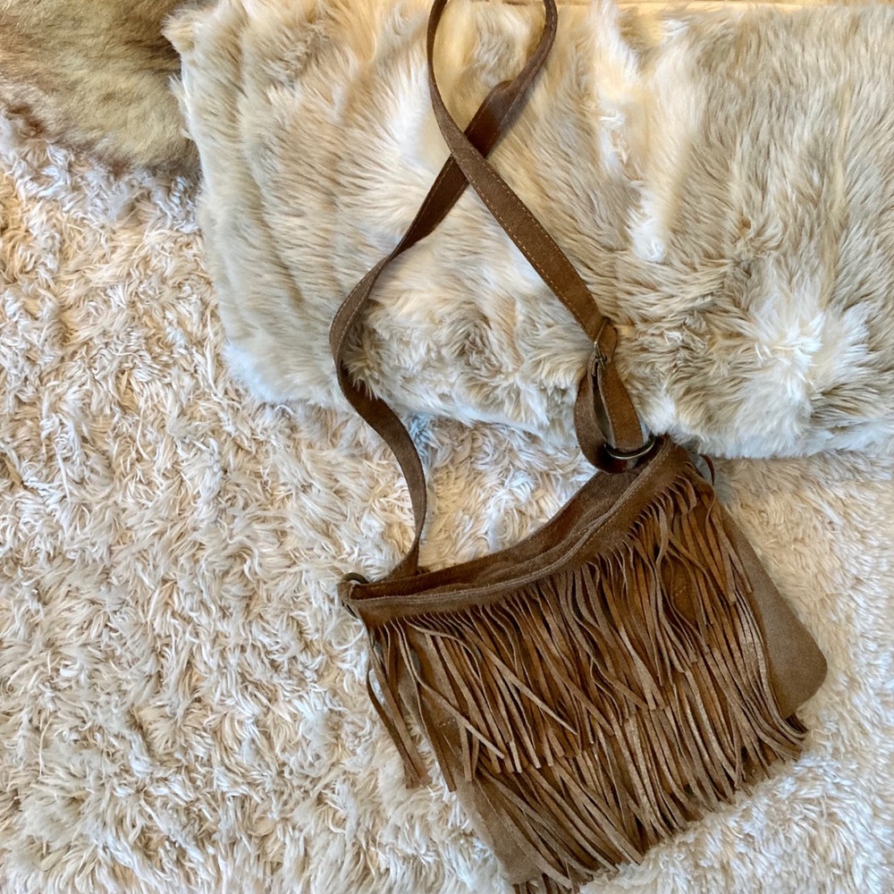 Brandy Melville Tan Fringe Crossbody Bag